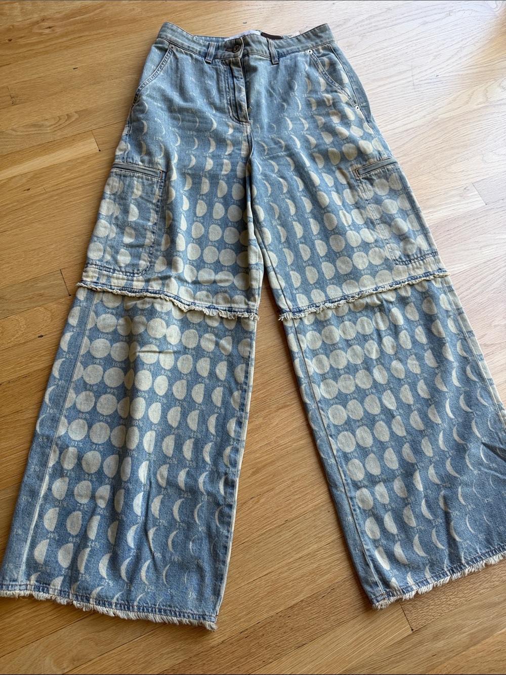 Loewe Light Blue Wide-Leg Moon Print Jeans